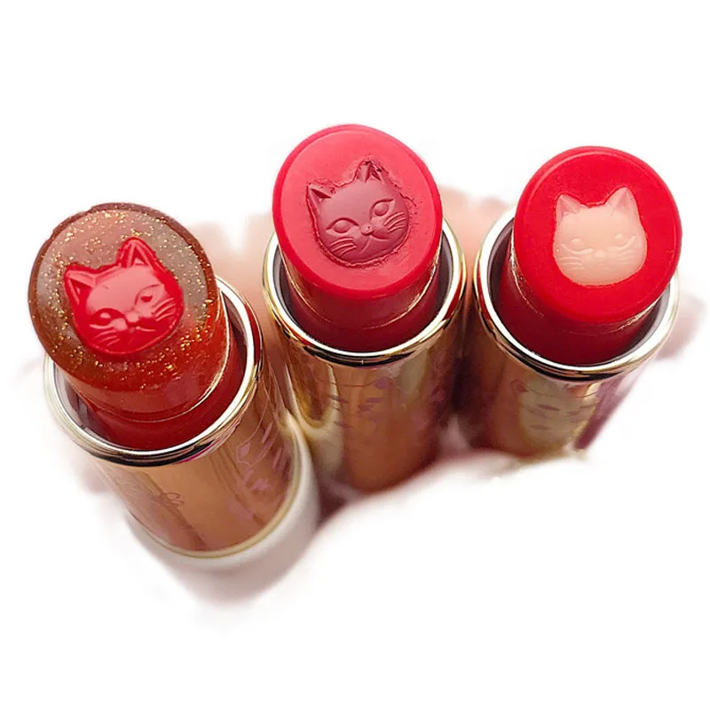 Sexy Girl Cat Jelly Sandwich 1+2 Lipstick Lip Gloss Set Moisturizing Care Lip Gold Foil Long Lasting Waterproof Lipstick Makeup