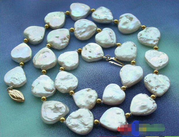 

Wholesale FREE SHIPPING >>> 17" 9MM white heart FRESHWATER PEARL bead NECKLACE p2424