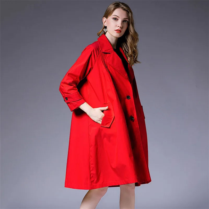 2019 spring Loose Plus Size Notched Full Sleeve Simple Fold Patchwork Thin Type Jacket New Fashion Female Coat Vestido YH145 2019 spring Loose Plus Size Notched Full Sleeve Simple Fold Patchwork Thin Type Jacket New Fashion Female Coat Vestido YH145