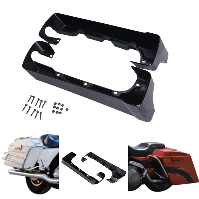 2PCS Black 4" Hard Stretched Saddle Bag Extensions For Harley Touring