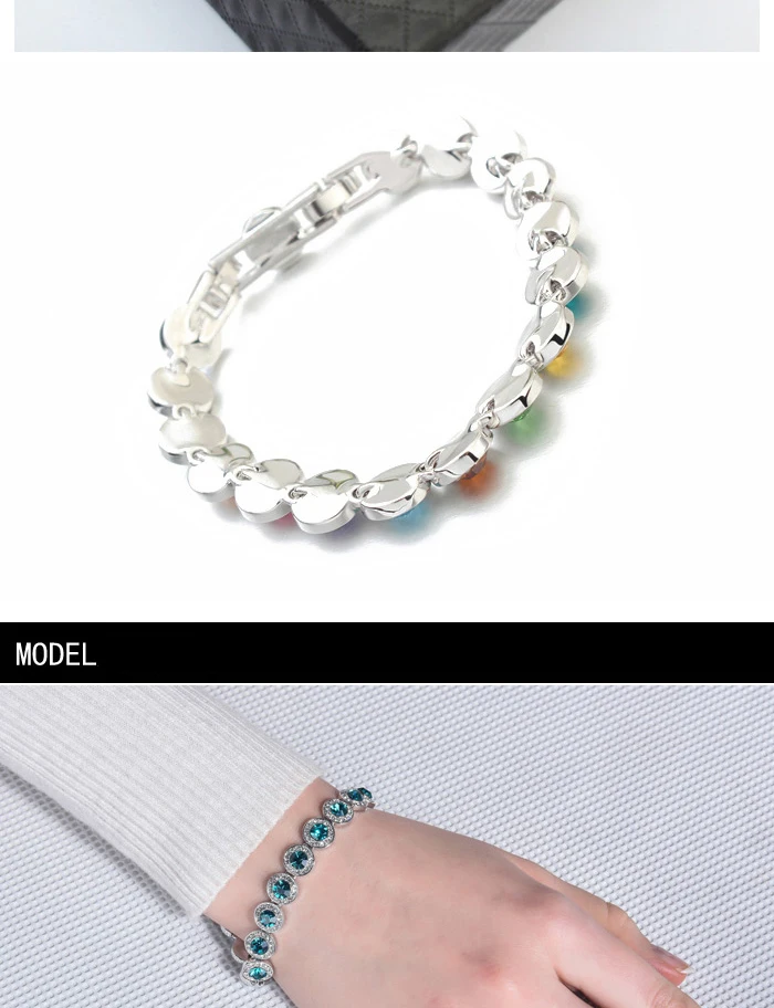Malanda абсолютно новые модные круглые кристаллы от Swarovski браслеты серебристый циркониевый браслет для женщин Свадебные ювелирные изделия