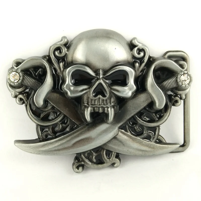 Buy Drop shipping metal Double knife skull belt