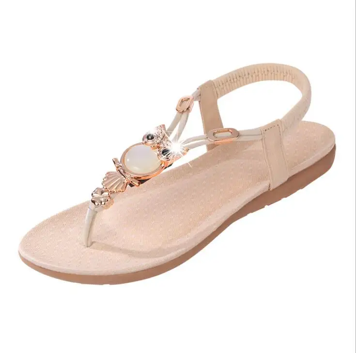 Женские сандалии XDA летние на плоской подошве Украшенные бусинами|flat sandals|fashion women