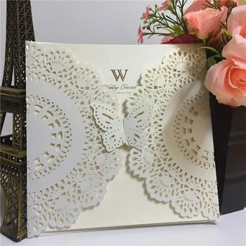 

Laser cut handmade custom personalized printing red wedding invitation cards with envelopes