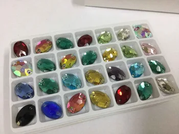 

Mixed Color Oval shape All size sew on buttons Silver base crystal glass stone 2holes.7x10,11x16,10x14,13x18,17x24mm