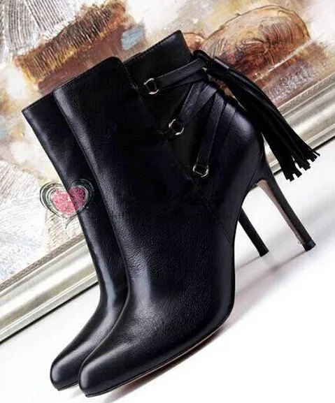 black ankle boots thin heel