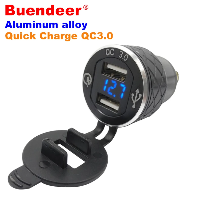 Buendeer EU 2 USB порта QC 3 0 мотоциклетный прикуриватель вольтметр розетка адаптер DIN к