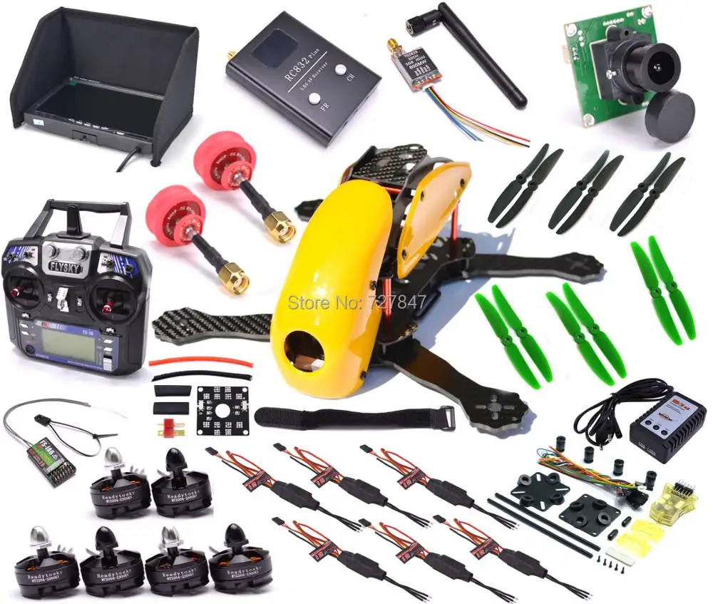 

FPV 5.8G TX RX Full Set Carbon Fiber Robocat 270mm Quadcopter Mini CC3D controller Flysky I6 7inch Monitor B3 Charger Combo