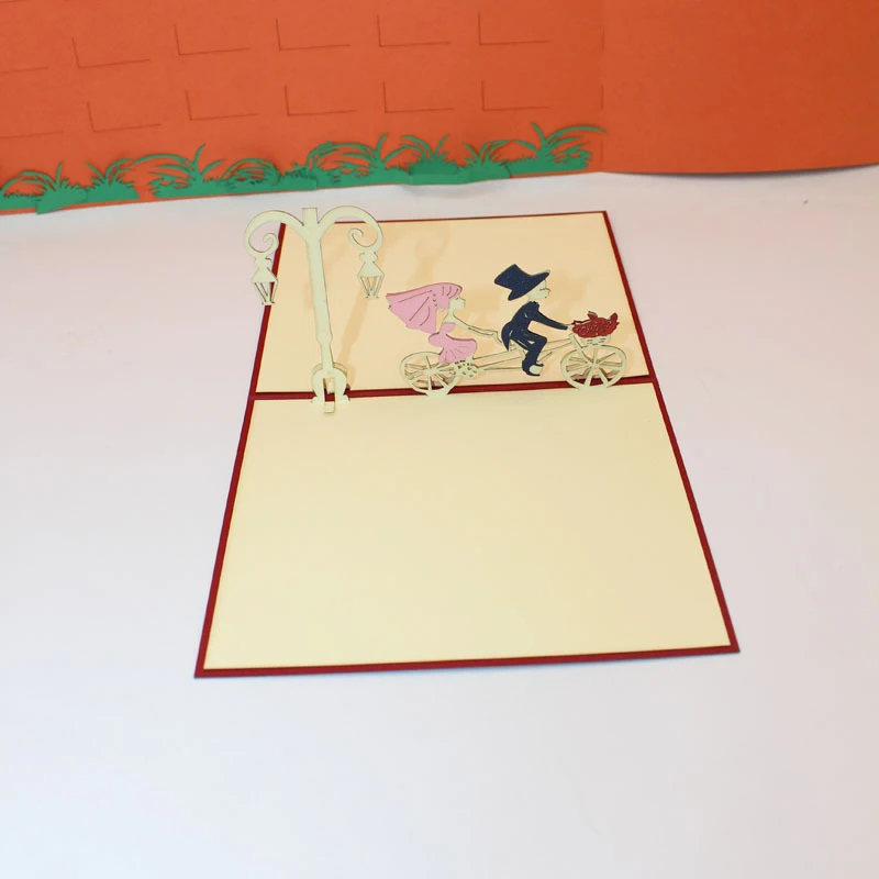  3D Laser Cut Handmade Romantic Riding Newlyweds Paper Invitation Greeting Cards PostCard Wedding En - 32889832690