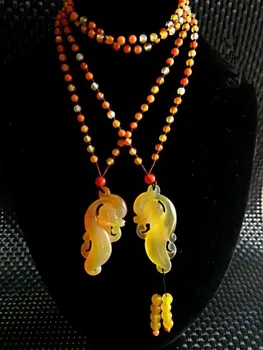 

New natural chalcedony pendant necklace Qiao color dragon wishful pendant men and women lover jewelry JADES jewelry beads