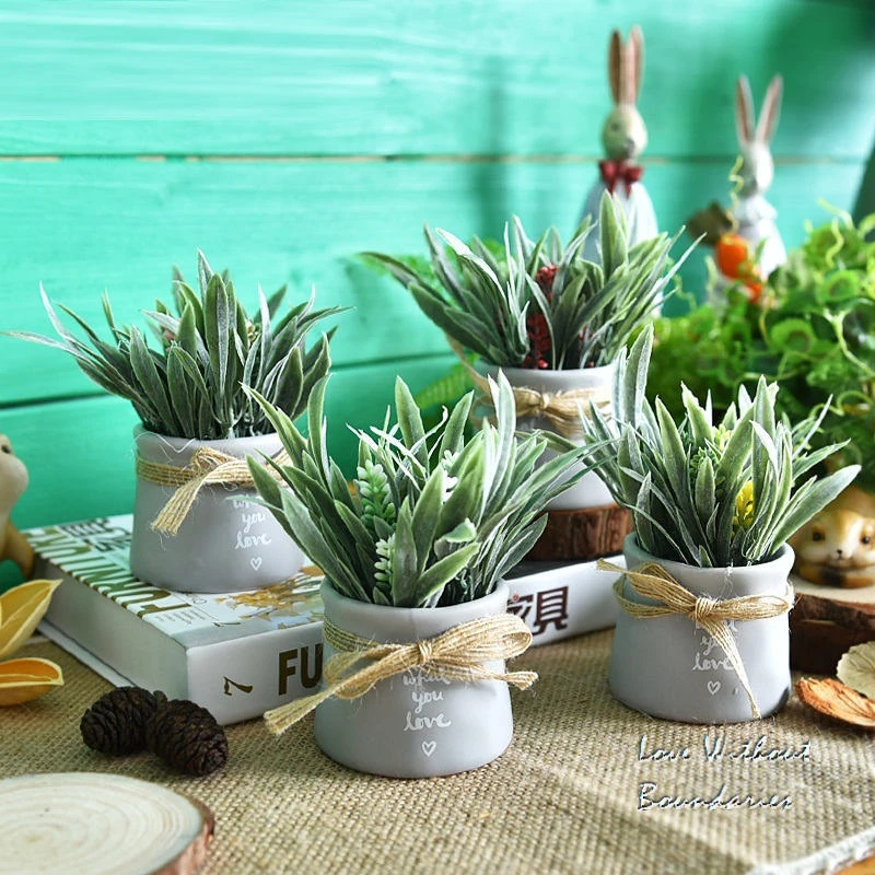 miniflores decorativas de ceramica simulacion de flores decorativas plantas de pequena maceta 4 unids lote