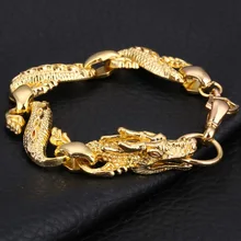 Позолоченный браслет с драконом, мужские ювелирные изделия из нержавеющей стали, браслеты с подвесками, мужские браслеты с цепочкой, мужские браслеты