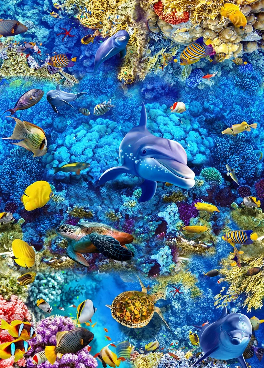 Buy Free shipping 3D Custom Wall Sticker Undersea World Tropical fish Bathroom
