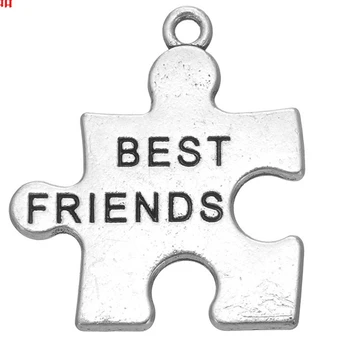 

50PCS Alloy Ancient Silver Gold Best Friends Pendant Charms Necklace Jewelry DIY Accessories Handmade Keychains,Bracelets Making