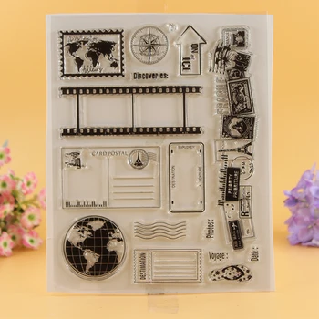 

YLCS073 Vintage Postcard Silicone Clear Stamps For Scrapbooking DIY Album Cards Decoration Embossing Folder Rubber Stamp 15*18cm