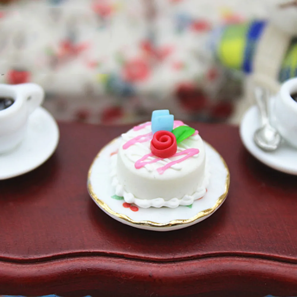1 шт. 1/12 Кукольный миниатюрные аксессуары мини торт с плиты моделирование Еда горшок игрушка для Кукольный дом украшения Стиль случайно