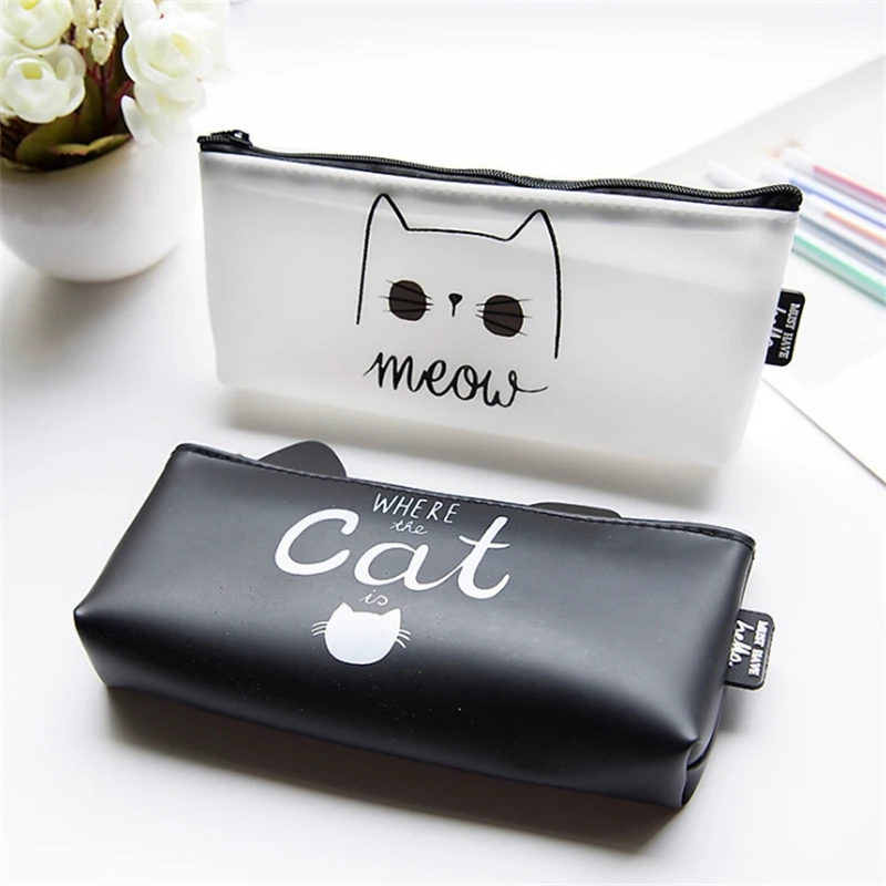 1 Pc Kawaii Cute Cat Pen Pencil font b Bag b font Silicon School Stationery Pencil