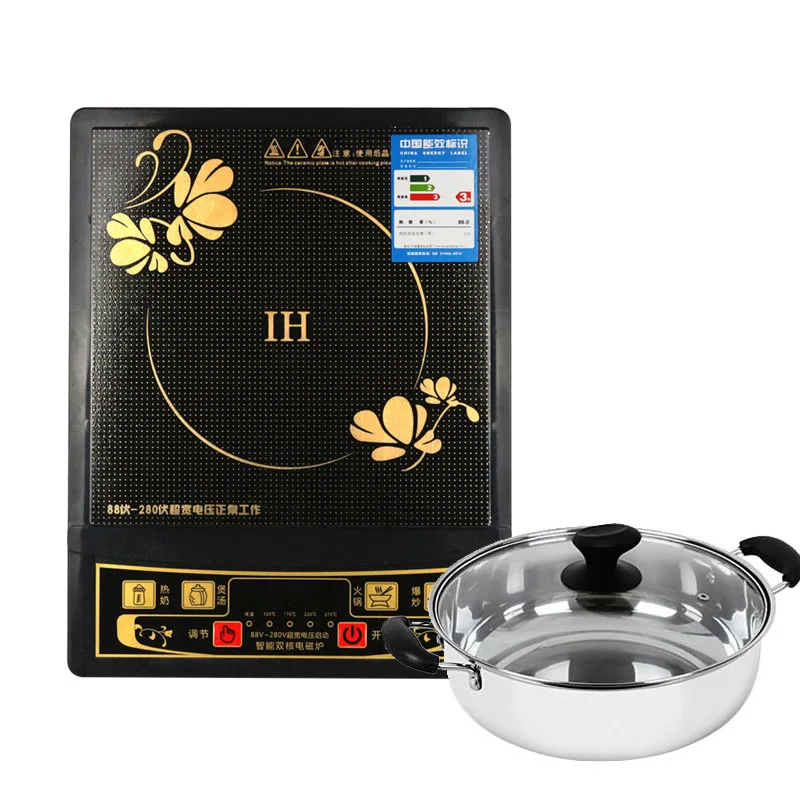 Household Electric Induction Cooker 2000W Waterproof Black Crystal panel hotpot cooktop stove electromagnetic hot pot oven