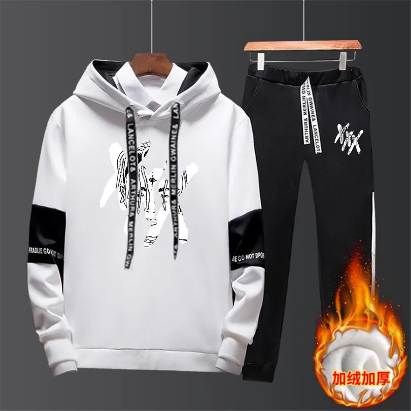 2019 Autumn/Winter XXXTentacion Revenge Kill Hip Hop Hoodies Sweatshirts And Sweatpants Men Two Piece Set Hooded Suit Velvet