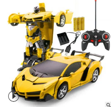Автомобиль спортивный автомобиль трансформации модели роботов пульт дистанционного управления деформационный автомобиль RC fightingGiFT игрушка для детей на день рождения - Цвет: Цвет: желтый