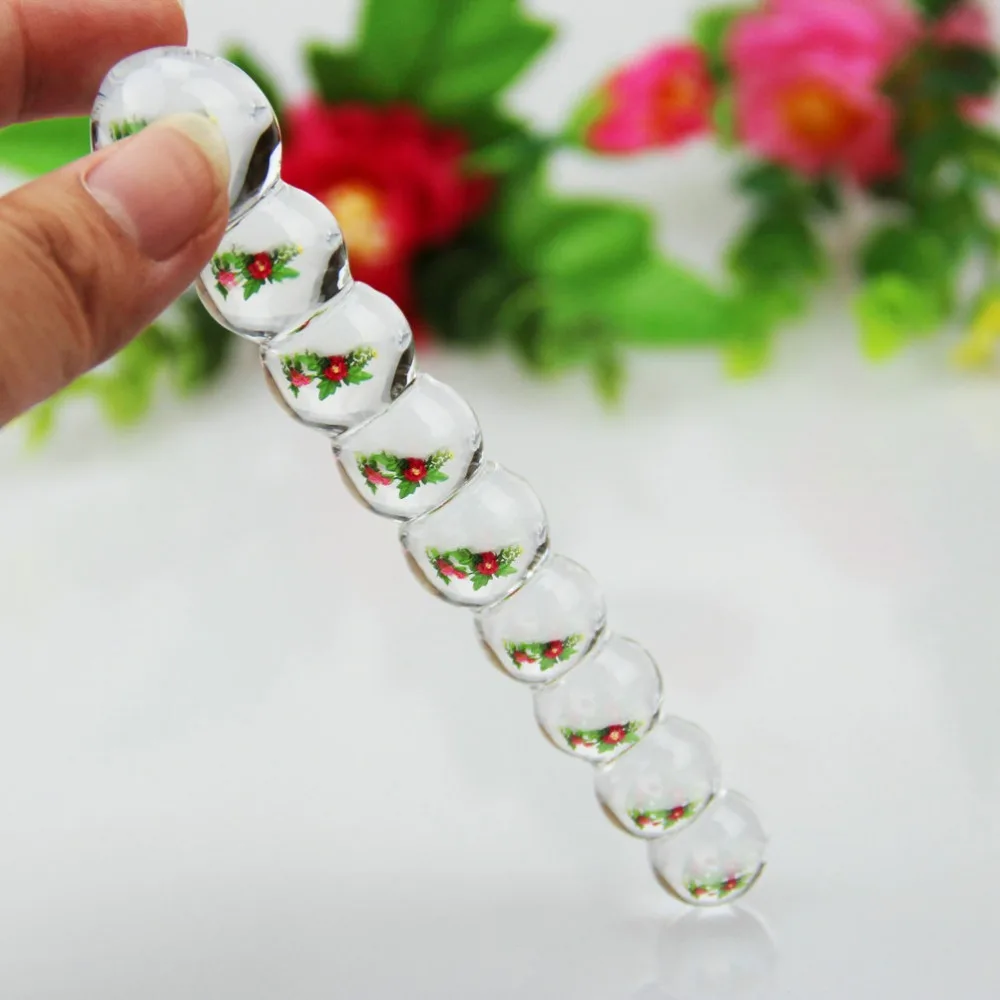 HH050  Beaded Sensual Glass Dildo  (1)