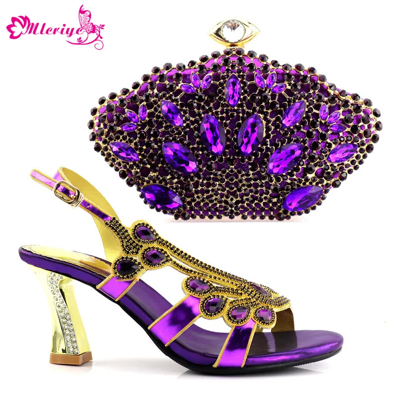 

Italian Shoes with Matching Bag for Women Nigerian Women Wedding Shoes and Bag Decorated with Appliques African Shoe and Bag Set