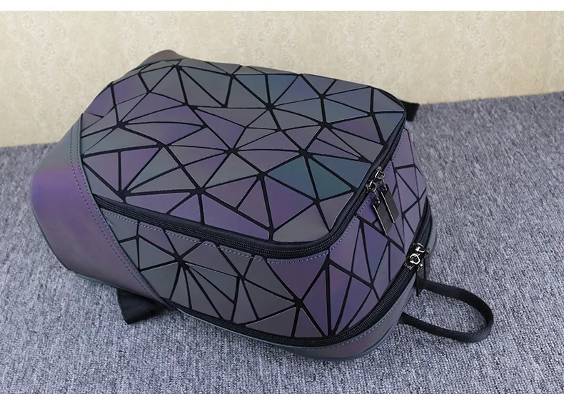 ZYJ Women Luminous Geometric Casual Backpacks Travel Girls Leather Laser Discoloration Shoulder School Backpack Mochila Bag (19)