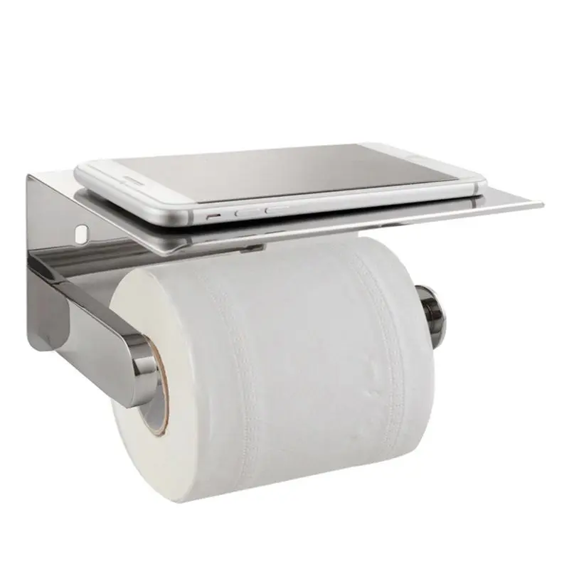 Держатель для туалетной бумаги, 304 из нержавеющей стали держатель для туалетной бумаги с держателем для хранения мобильного телефона