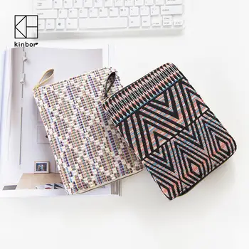 

Kinbor Bohemia Tribel Style Notebook Multifucntional Organizer Cotton Portable Notebook Zipper Wallet Card Holder Notebook Case