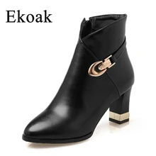 Ekoak Größe 34-43 Neue 2016 Herbst Winter Stiefel Mode Martin Stiefel Frauen Casual Leder Stiefel Schnalle Warme Frauen Stiefeletten