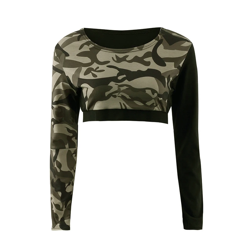 Women Fashion Camouflage Shirts Workout Bodybuilding