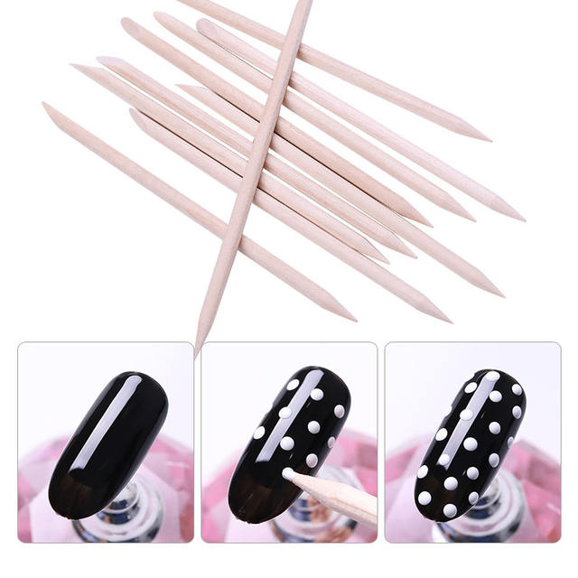 10 Pcs/bag Double Head Wood Sticks Nail Rhinestone Remover Tools Mixed Sizes Portable Manicure Nail Art DIY Design Accessories