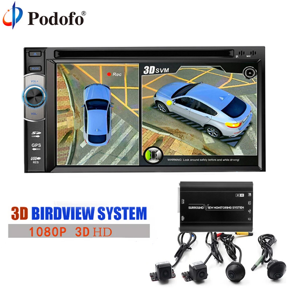 

Podofo 2018 Newest Car DVR HD 3D 360 Surround View System Driving With Bird View Panorama System 4 Car Camera 1080P DVR G-Sensor