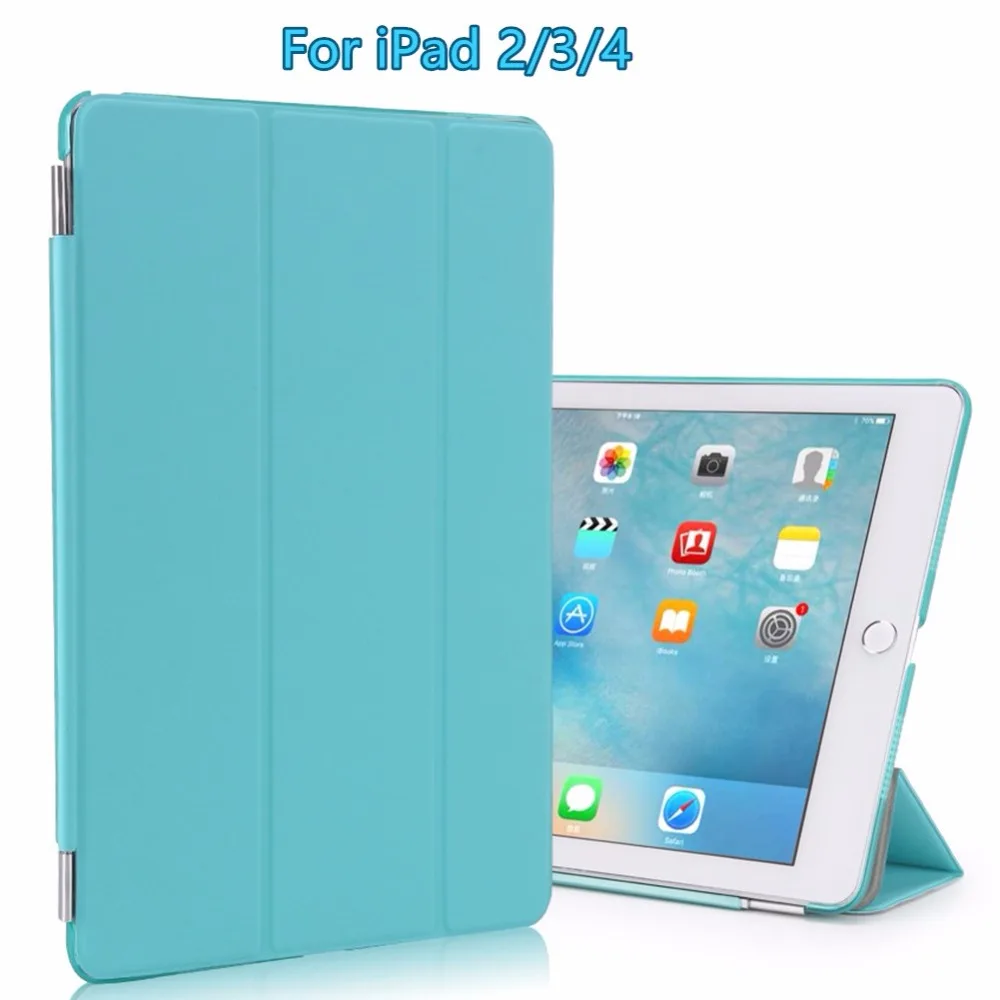 

For iPad 2/3/4 Case, Smart Cover Case w/ Translucent Frosted Hard Back & Magnetic Triple Folding Cover w/ Auto Sleep / Wake