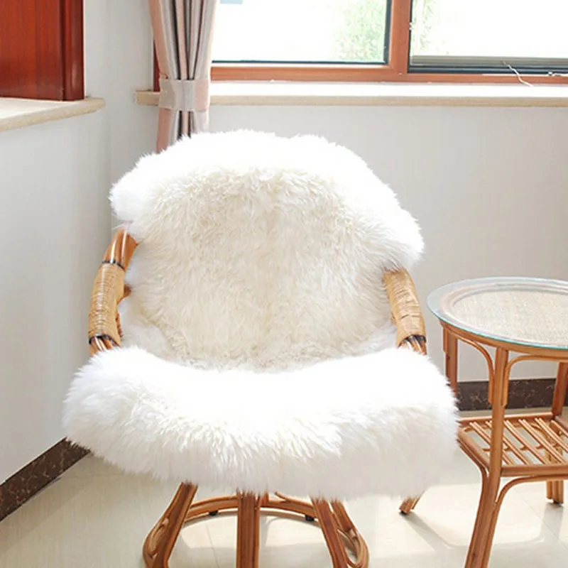 

Hairy Carpet Soft Faux Sheepskin Rug Sofa Chair Anti-Slip Cover Bedroom Mat Seat Pad Fur Washable Artificial Textile Comfortable