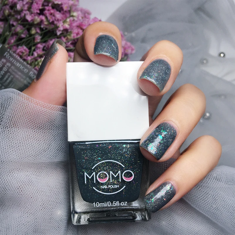 

MOMO 10ml Diamond Nail Lacquer Glitter Polish Esmaltes Normal Ordinary Nail Polish Semi-transparent Regular Polish Holo NailArt