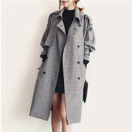 

Clobee Women Coat 2019 Elegant Womens Winter Jacket Female Blends Woolen Warm Overcoat Femininos Ladies Retro Gray Coat J131