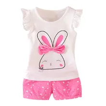 Одежда для новорожденных девочек одежда для малышей Детская одежда для девочек, рукава-крылья с бантом в виде кролика; топы в горошек с коротким Повседневное для маленьких девочек Abbigliamento Bambine
