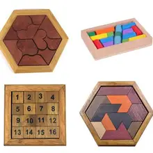 Деревянная доска Головоломка Детские развивающие математические головоломки Tangram игры игрушки для взрослых детей