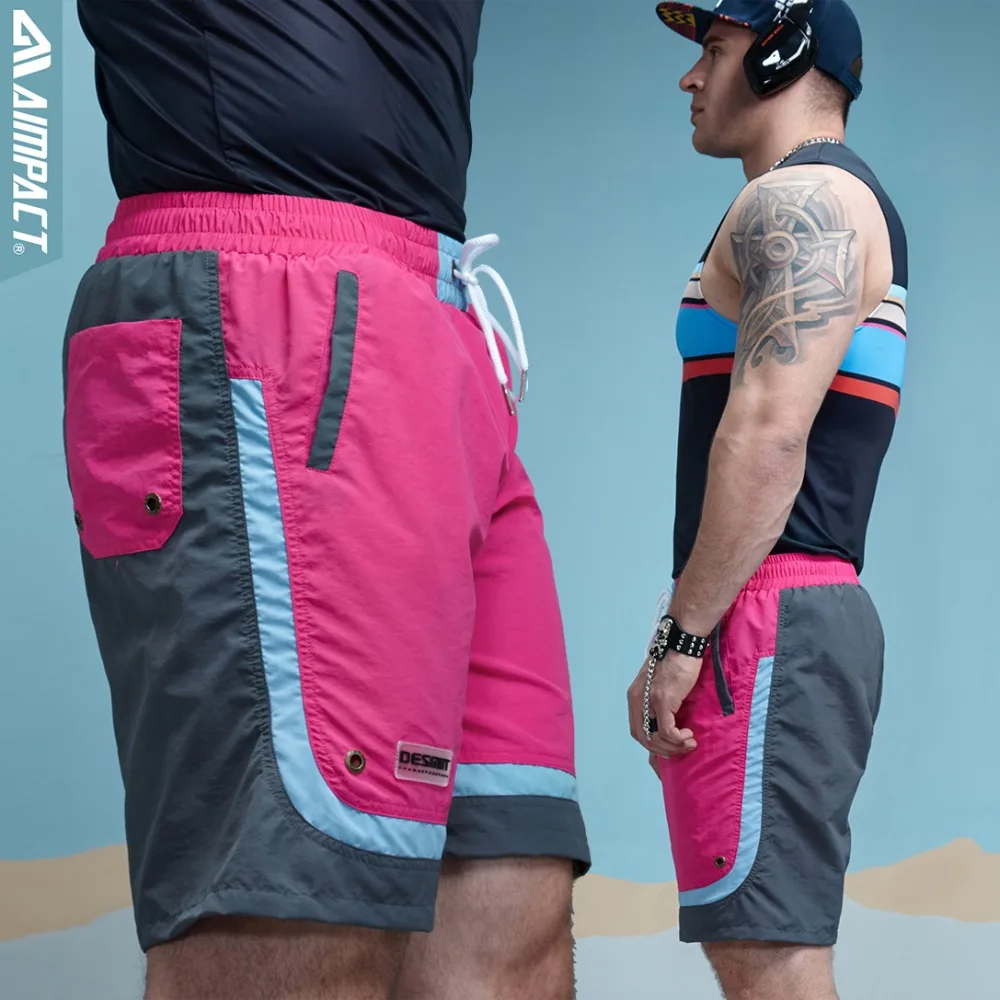 Aimpact, сексуальные пляжные мужские шорты, для отдыха, морские мужские пляжные шорты, быстросохнущие шорты с эластичной резинкой на талии, спортивная одежда, шорты с подкладкой, DT63
