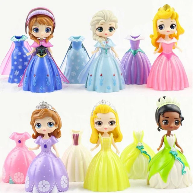 8pcs Disney Princess Action Figures Changé De Robe Poupée Enfants