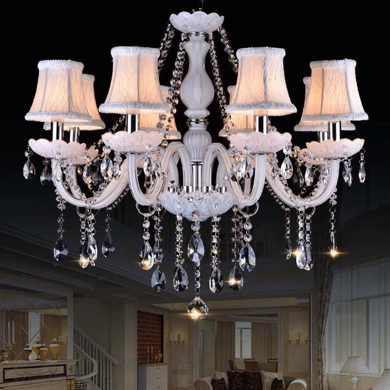 Modern Style White Crystal Chandeliers Modern LED Chandeliers For Living Room lustres de sala de cristal Wedding decoration