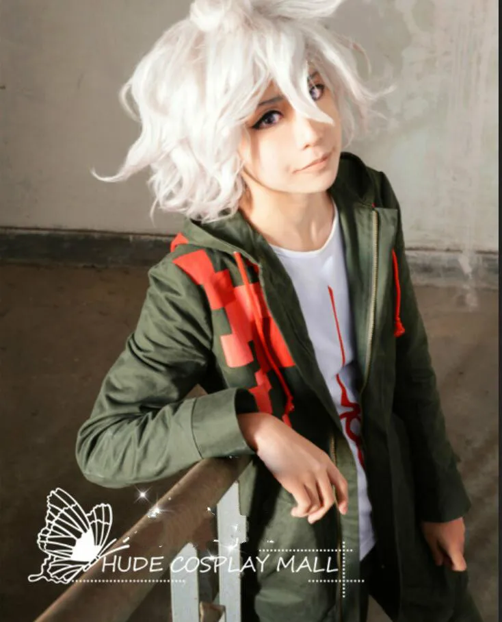 

Anime Super Danganronpa 2 Cosplay Costume Nagito Komaeda Nagito Army Green Color Jacket Clothing Custom Made Free Gift