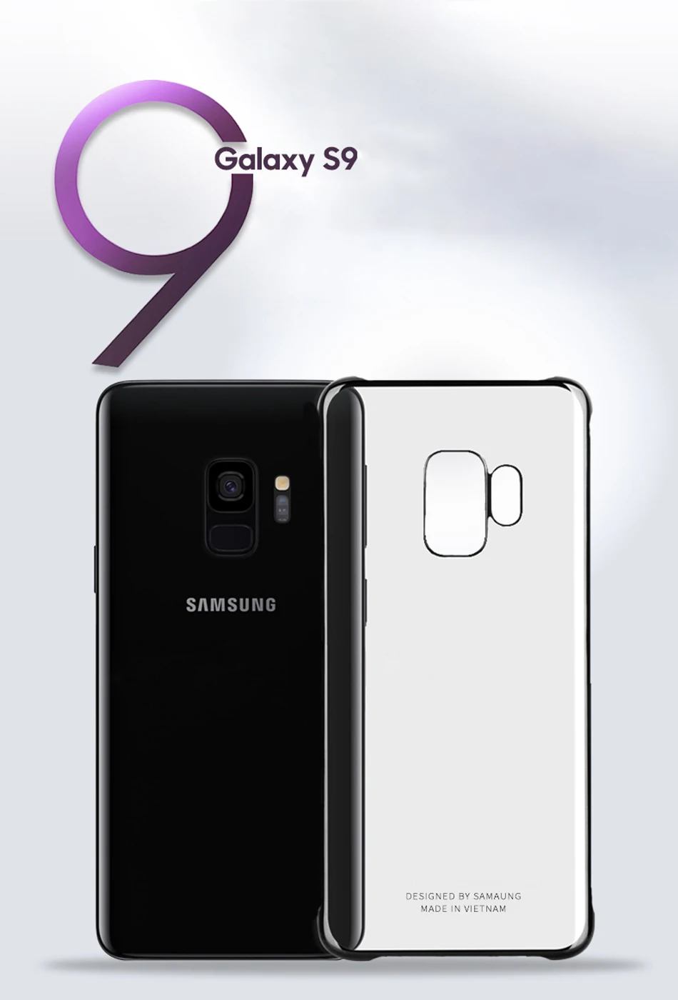 Samsung S9 Plus, чехол-накладка на заднюю панель, твердый гальванический чехол для сотового телефона, противоударный, не оставляет отпечатков пальцев, защита объектива, прозрачный