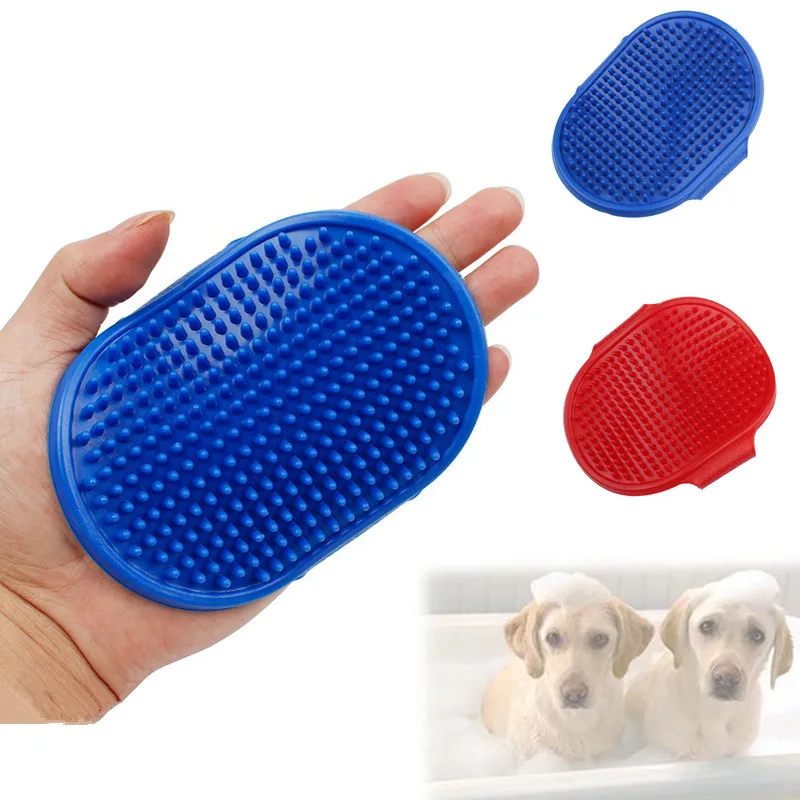 2 Color Rubber Dog Grooming Brush Glove Pet Dog Hair Cleaning Brush