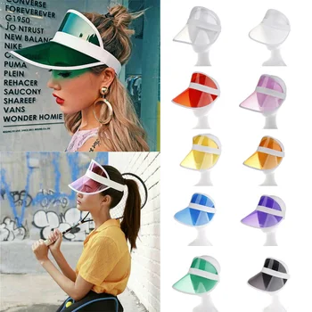 

2019 New Hot Women Man Transparent Summer Sun Visor Party Casual Clear Plastic Adult Sunscreen Cap Sunhat US Unisex outdoor Hat