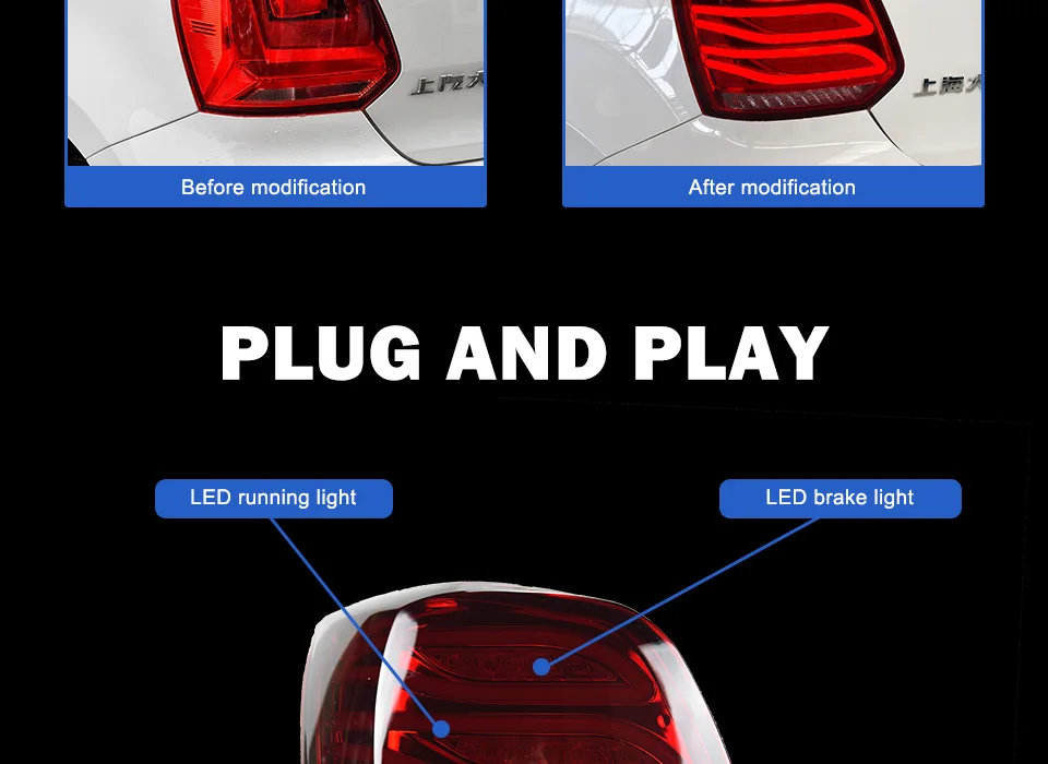 АКД Тюнинг автомобилей задние фонари для Volkswagen Polo 2011- задние фонари светодиодный DRL работает фары, противотуманные фары Задние габаритные огни