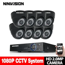 1080 P CCTV система 8CH AHD-NH DVR 1080 P 2,0 MP Черная Камера безопасности для помещений 3000TVL купольная CCTV камера система безопасности с 2 ТБ HDD