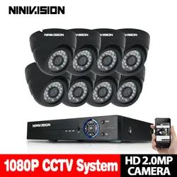 1080 P CCTV Системы 8CH AHD-NH DVR 1080 P 2,0 МП черный Крытый безопасности Камера 3000TVL Купол CCTV Камера безопасности системы с 2 ТБ HDD