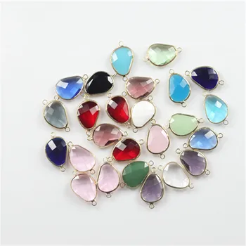 

50pcs Charms double buckle 15x20mm murano czech glass bezel beads for DIY jewelry making twinkling crystal bead connector